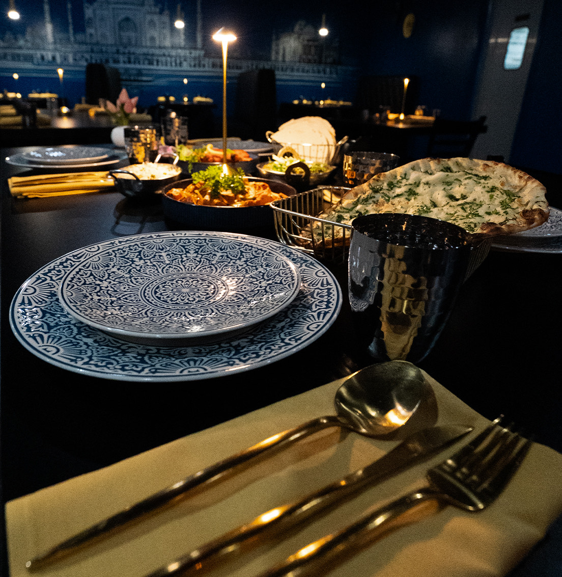 The table, set
